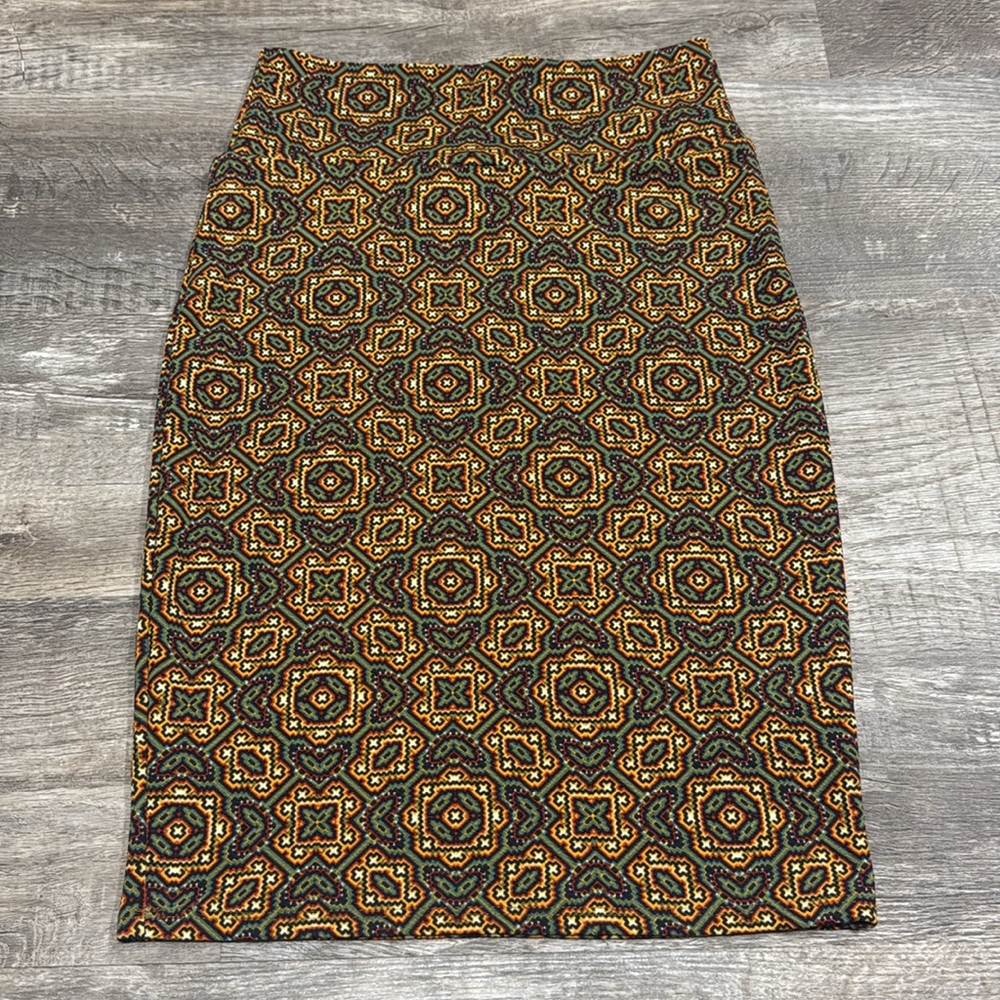 Lularoe Cassie Geo Print Straight Pencil Skirt Stretch Size XS Fall Floral